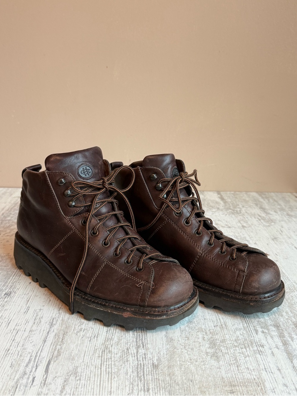 Vintage Cole Haan Men's Brown Leather Lace-Up Work Boots